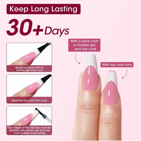 150 Pink French Soft Gel Nail Tips, Short Square, 3 in 1, Tips for Nails Art - Picture 5 of 12